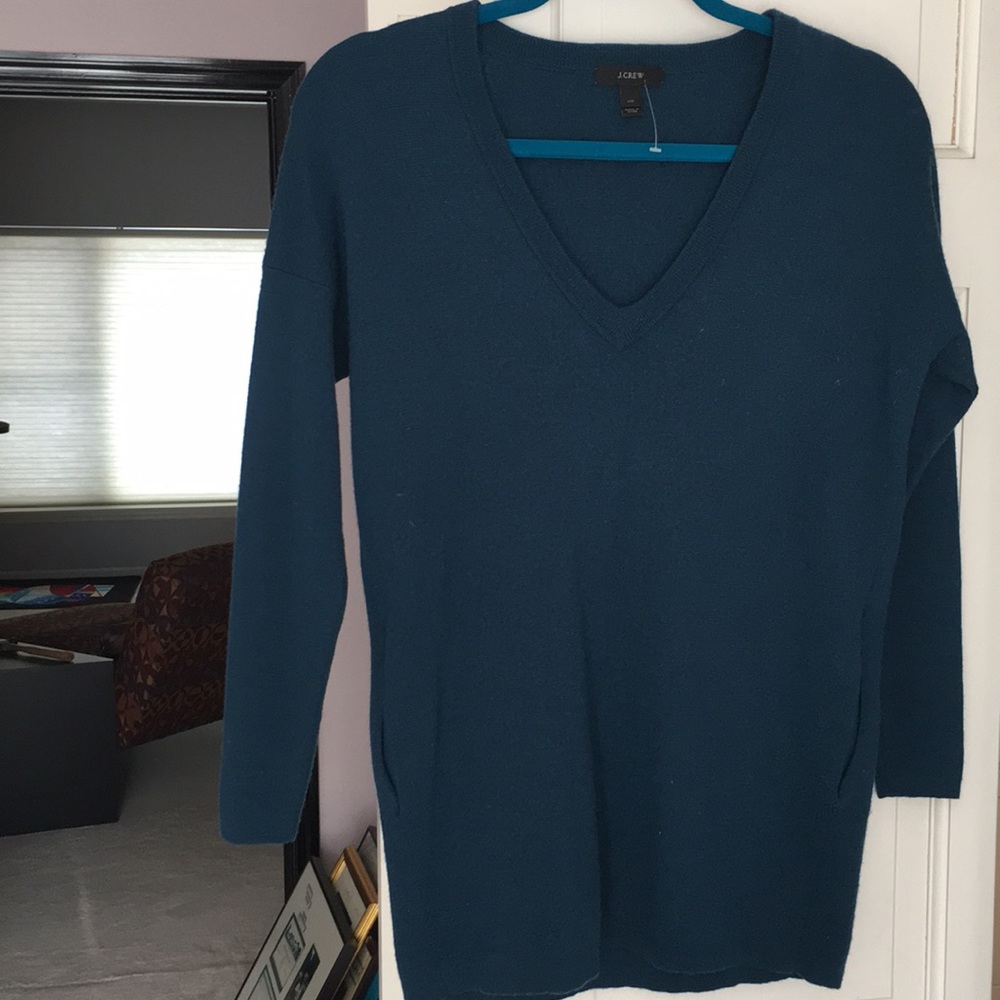 J Crew turquoise merino wool long sleeve sweater
